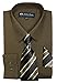 Fortino Landi Men's Long Sleeve Dress Shirt With Matching Tie And Handkerchief