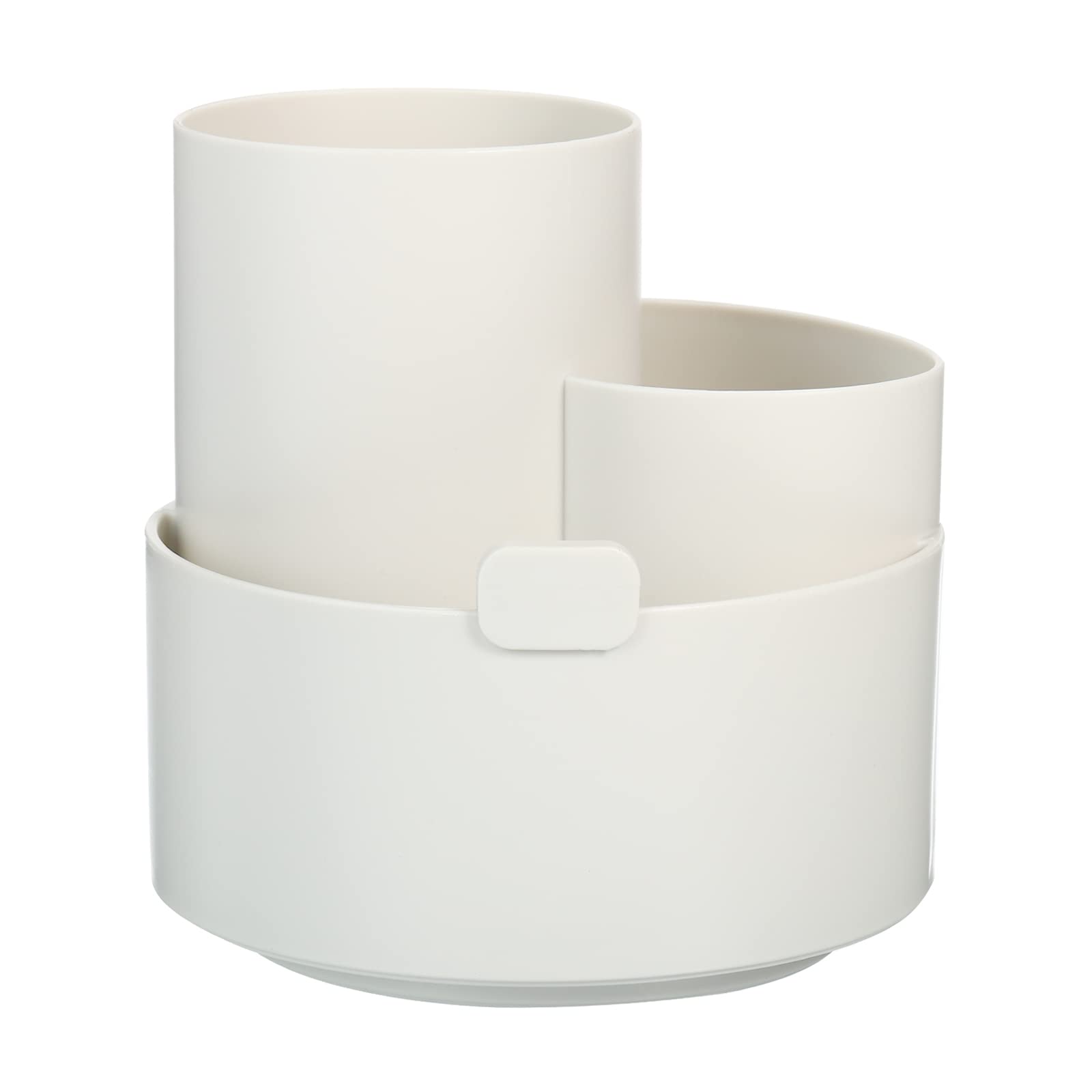 PATIKIL Rotary Pen Holder, Plastic 3 Slots 360 Degree Makeup Brush Desktop Stationery Organizer for Office Home, Gray