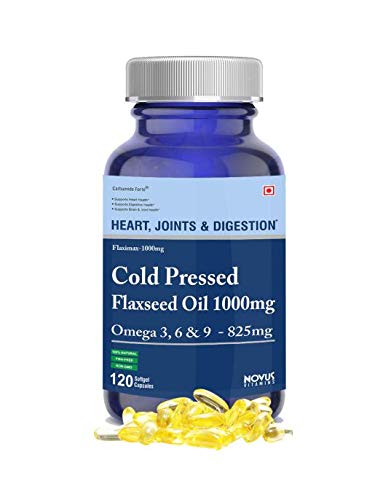 Carbamide Forte Cold Pressed Organic Flaxseed Oil 1000mg Supplement with Omega 3-6-9 825mg for Women & Men