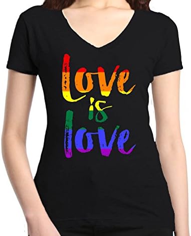 Love is Love Women's V-Neck T-Shirt Gay Pride Shirts Slim FIT