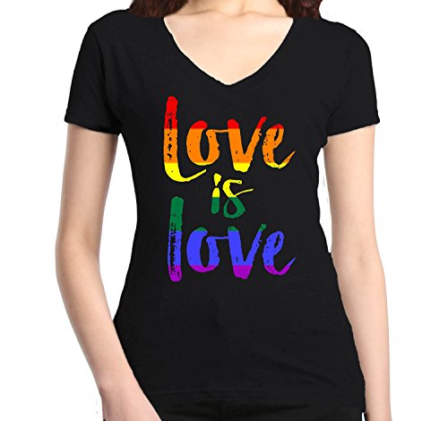 Love is Love Women's V-Neck T-Shirt Gay Pride Shirts Slim FIT