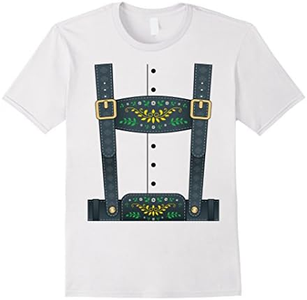 Mens Lederhosen Oktoberfest T-Shirt or Halloween Costume Medium White