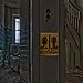 2 Pieces Halloween Stickers Scary Restroom Sign Sticker Halloween Door Wall Decals Decoration for Ghost House and Horror Themed Parties