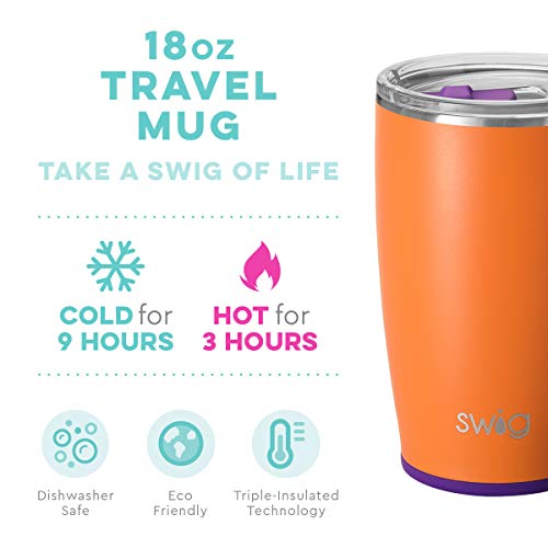 Swig Life 18oz Travel Mug with Handle and Lid, Stainless Steel
