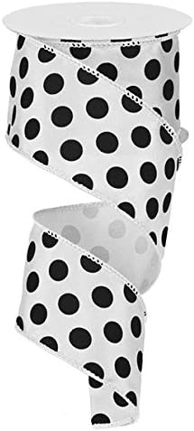 Amazon Com Polka Dot Wired Edge Ribbon 2 5 Black White 10