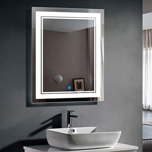28 x 36 In Vertical LED Bathroom Silvered Mirror with Touch Button （C