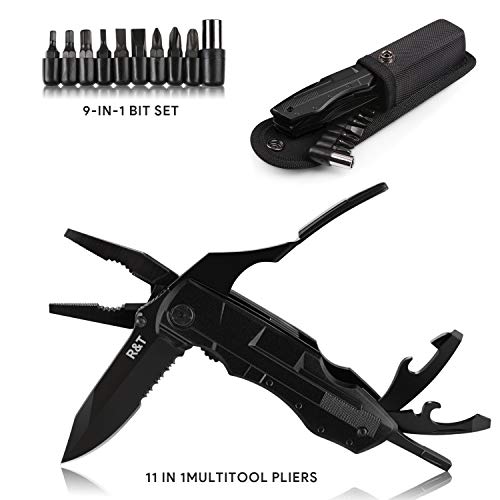 R&T Multitool Plier Pocket Knife Multitools - Multi Plier - Multi-Purpose Folding Pliers Tool with Durable Stainless Steel - with Nylon Sheath