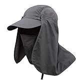 360° UV protection Sun Cap,Dolida Flap Hat Man Women Folding UPF 50+ Sun Cap Adults Removable Neck & Face Flap Cover Cap for Fishing Hiking Garden Work Outdoor Activities