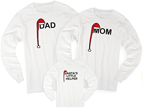 Matching Family Santa Hat Christmas Long Sleeve T-shirts (EACH SOLD SEPARATELY)
