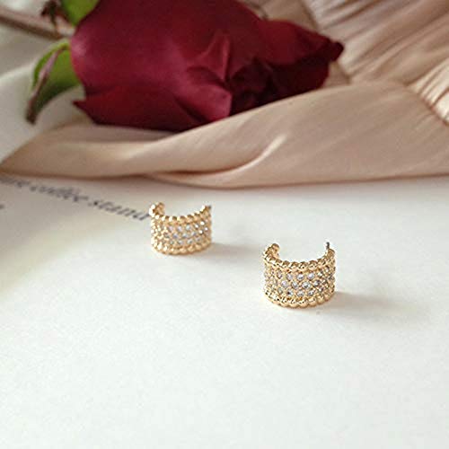 14K Gold Plated CZ Dainty Wide 925 Sterling Silver Cubic Zirconia Hoop Earrings Hypoallergenic