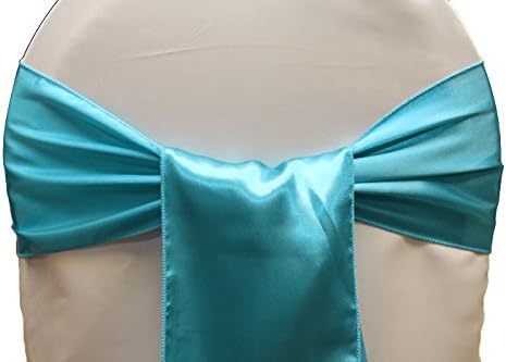 MDS Pack of 150 satin chair sashes bow sash for wedding and Events Supplies Party Decoration chair cover sash- Teal