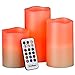VonHaus Electric Candles - 3 x Flameless Battery Operated Real Wax Pillars - 12 LED Color Settings, Remote Control & Timer (Ivory Color)