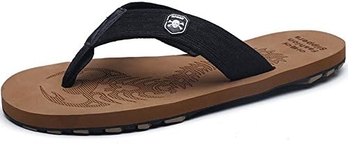 Docer Mens Beach Flip Flops Comfortable Slipper Flat Sandals EVA Sole (11 D(M) US / 44 M EU, Black&amp;Brown)