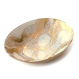 Red Pomegranate 3000-1 Thassos Oval Serving Bowl, One Size, White/Gold