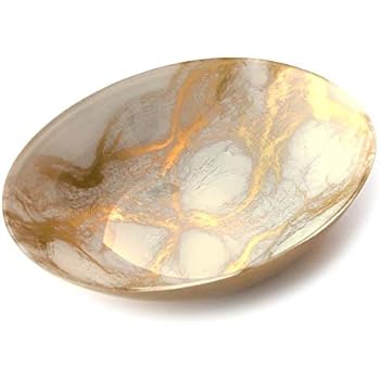 Red Pomegranate 3000-1 Thassos Oval Serving Bowl, One Size, White/Gold