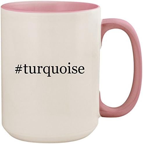 #turquoise - 15oz Ceramic Colored Inside and Handle Coffee Mug Cup, Pink