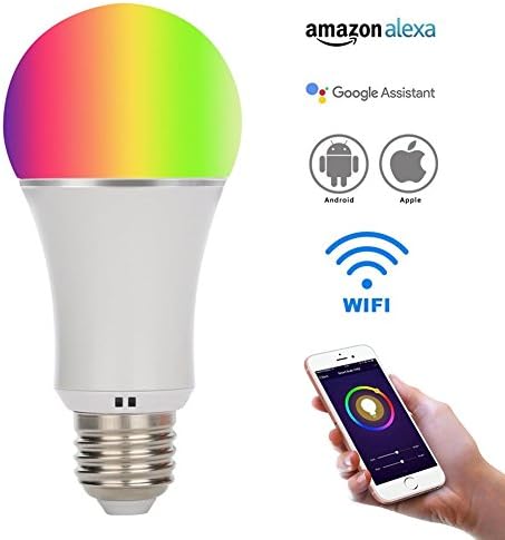 Syvio Smart WiFi Light Bulb, E27 8W Multicolored Dimmable Lamp, No Hub Required,Timing Funtion, Sunrise Wake-Up Lights, LED Daylight Bulb Compatible with Alexa Echo, Google Home (White, 1 Pack)