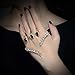 dnswez Unique Leaf Design Statement Ring Full CZ Multiple Finger Ring Silver Hand Palm Ring Bracelet Jewelry Gift for Women Adjustable Size (A)
