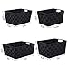 LEAVINSKY Woven Storage Box, Woven Strap Storage Basket Bin Container, Stackable Storage Basket, Woven Strap Shelf Organizer, Nylon Storage Basket for Closet, Office, 4 Pack, Black