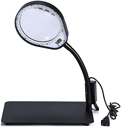 JoyUtoy Laptop Flexible Magnifier LED Desk Lamp USB Cabled, Powerful 3x5x8x10x Magnifying Glass, Smoothly Adjustable and Extra Bright LED Lights (10X, Black)