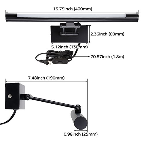 LEONLITE LED Picture Light, Full Metal Artwork Lamp with Swivel Lamp Head, Versatile Plug-n-Play & Hardwire, 3000K Warm White, 8W (50W Equivalent), 640Lm, Black - Thumbnail 7