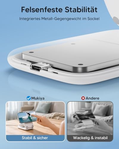 Magnetisch Ladegerät Kabellose Ladestation für Apple-Geräte, Faltbar 3 in 1 Ladestation Kompatibe mit i-Phone17 16 15 14 13 12 Series, Apple Watch Series und Air Pods 4 3 2 Pro