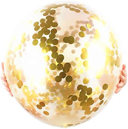 Sanvne 6 Big Jumbo Confetti Balloons, 36" Clear Balloons with Gold Confetti Giant Balloons Glitter Balloons for Party Decorations ,Birthdays Wedding and Event Decorations.