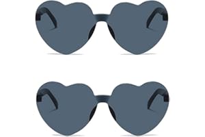 ALVOGIMOR 2 Pack Heart Shape Sunglasses,Colorful Rimless Sunglasses Transparent Heart Glasses Candy Color Eyewear
