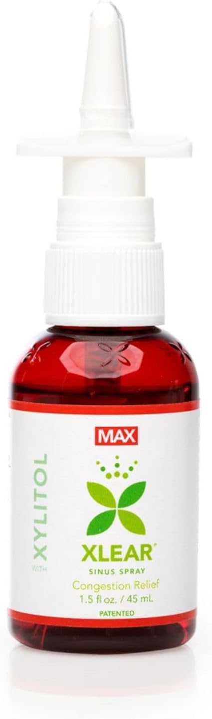 Xlear MAX Natural Xylitol Saline Nasal Spray with Capsicum and Aloe - Fast Acting for Sinus Pressure, Decongestant, Headache, Dry Nose, 1.5 fl oz (Pack of 1)