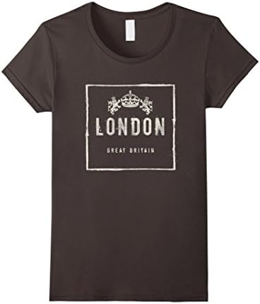 Women's London Great Britain Vintage Crown T-shirt Large Asphalt