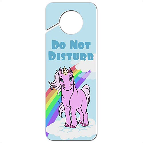 GRAPHICS & MORE Pink Unicorn Floating on Cloud Rainbow Do Not Disturb Plastic Door Knob Hanger Sign
