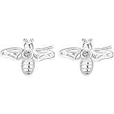 Dainty Tiny Honey Bee Mini Stud Earrings for Women Cartilage Crystal Cubic Zirconia Animal Honeybee Bumblebee Small Studs Earring Cute Birthday Jewelry Gifts Hypoallergenic