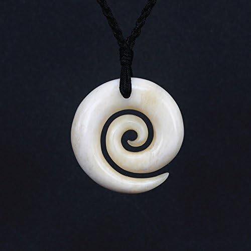 Hand Carved OX Bone Maori Style Small Spiral / Koru Pendant Necklace Personalized Gift