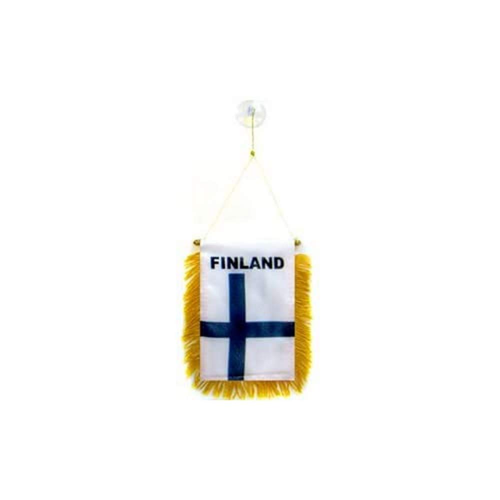 AZ FLAG - Finland Mini Banner - 6'' x 4'' - 100% Polyester Finnish Small Pennant for Car - Double-sided Flag with Suction Cup Hanger