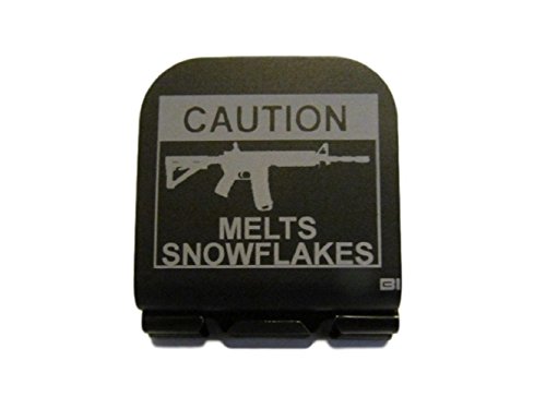 AR-15 Caution Sign Melts Snowflakes Laser Etched Hat Clip Brim-it