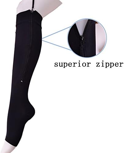 Lingssss Medical Zipper Compression Socks with Zip Toeless for Women Men, Maternity Compression Socks 20-30 mmHg for Pregnancy Women Swelling, Varicose Veins, Edema, Spider