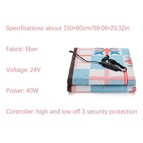 Per Car Heated Blanket, 24V 40W Electric Heating Blanket Car Travel Warm Blanket Heating Quilt with Temperature Controller and Overheat Protection