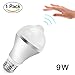 Aukora 9W Motion Sensor Light Bulb - E26/E27 LED Light Bulb with PIR Motion Sensor for Front Door Garage Carport Basement Corridor Hallway Stairs Attic, Cold White with Auto Switch