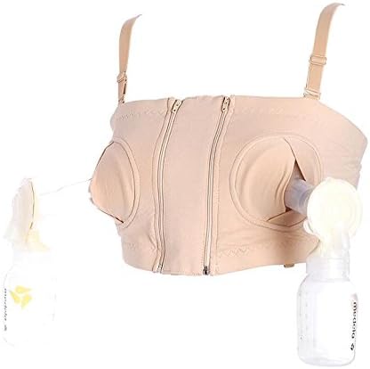 Weshiny Hands-Free Breast Pump Bra for Breastfeeding-Nursing Bra-Maternity Bra-With or Without Strap, XS-M/ L-XXL (XS/S/M, nude)