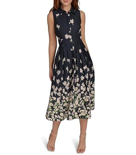 Tommy Hilfiger Women's Flutter Sleeve V-Neck Ruffle Trim Chiffon Hi Lo Dress, Sky Captain Multi, 2 at Amazon Women's Clothing store