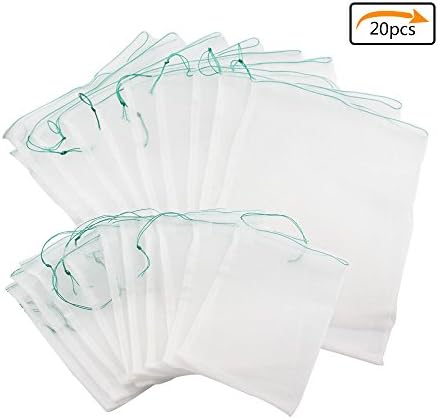 LEOBRO 20 Pack Garden Protect Bag, Plant Fruit Flower Protect Nylon Netting Bag, 6.2"x9" and 9.8"x14", Each Size 10 PCS