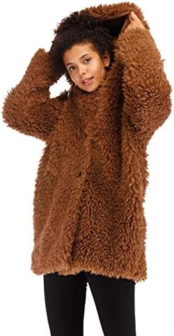 Kooos New Ladies Womens Soft Teddy Sherpa Fleece Hooded Jumper Hoody Jacket Coat