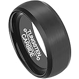 Tungsten Rings for Men Black Wedding Band 8mm Matte Brushed Center Comfort Fit