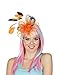 Myjoyday Women's Fascinators Hat for Tea Party Church Cocktail, Feathers Veil Headband with Hair Clip (Orange & Black)