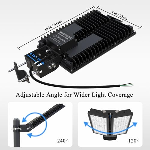 HOPEDAMAI 200 W Outdoor LED Spotlight with Adjustable 2 Heads, 28000 LM Street Light Mast Light Lamp 6500 K Floodlight Adjustable Angle IP67 Waterproof 230 V LED Street Light for Garden