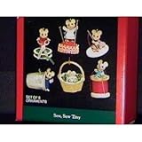 QXM5794 Sew, Sew Tiny Tender Touches 1992 Hallmark Miniature Keepsake Ornament 6 pc Set