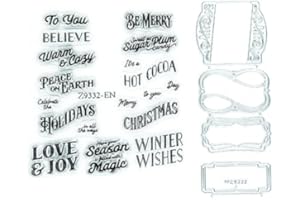 SRWVEYW 2024-2025 Clear Stamps and Dies Cut Set Metal Cutting Dies for Card Making Scrapbook Stamps and Dies Kit Embossing Supplies for Christmas Halloween (9332)