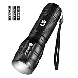 LE CREE LED Flashlight, Small and Super Bright LED Tactical Torch, Handheld Flash Light, Zoomable, Water Resistant, Adjustable Brightness for Camping, Running, AAA Batteries Included