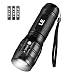 LE CREE LED Flashlight, Small and Super Bright LED Tactical Torch, Handheld Flash Light, Zoomable, Water Resistant, Adjustable Brightness for Camping, Running, AAA Batteries Included primary
