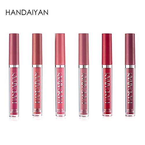 LANGMAN Lip Gloss Set, 6PCS Nude Liquid Lipstick Moisturizer Smooth, Waterproof with Clear Lip Gloss for Women (A)